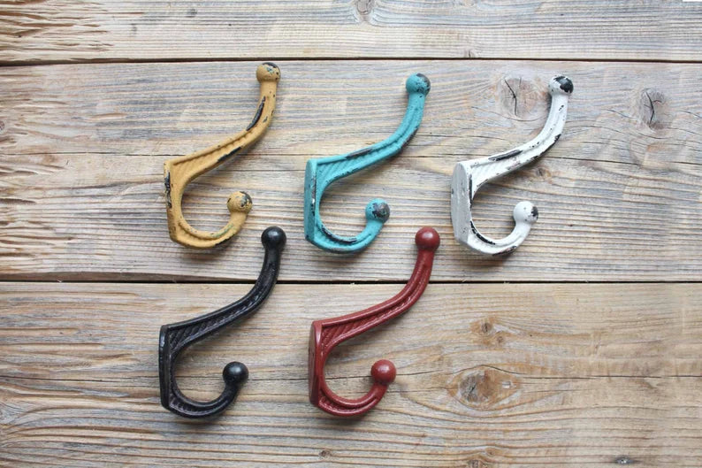 Coat hooks: Vintage Rustic Cast Iron: various colours