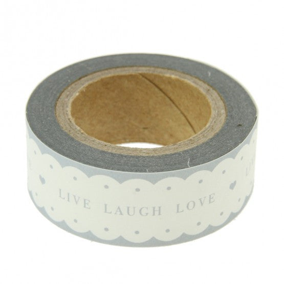 Tape: Scalloped White & Grey 'Live Laugh Love'