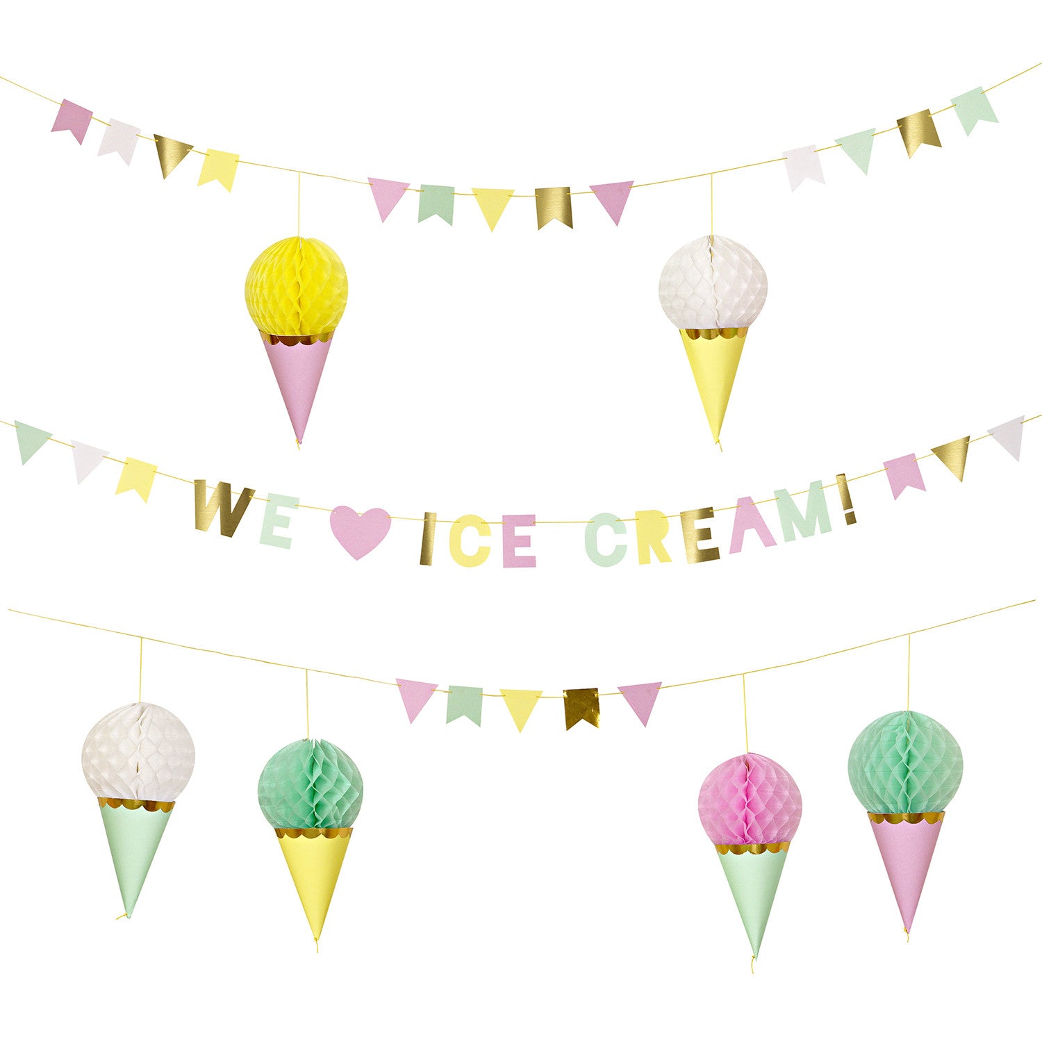 Honeycomb Garland: Ice Cream Cones