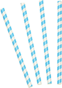 Straws: Jumbo Paper Striped - Smoothie, Bubble Tea or Milkshake - Blue, Pink or Red - Pack of 10