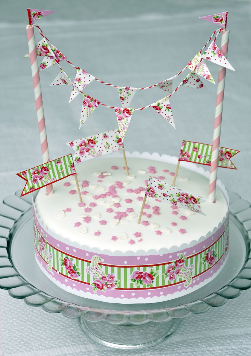 Cake Bunting & Decorating Set: Paisley Rose