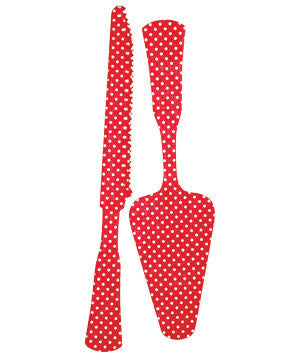 Cake Slice & Knife: Sabre Paris - Red Polka Dot