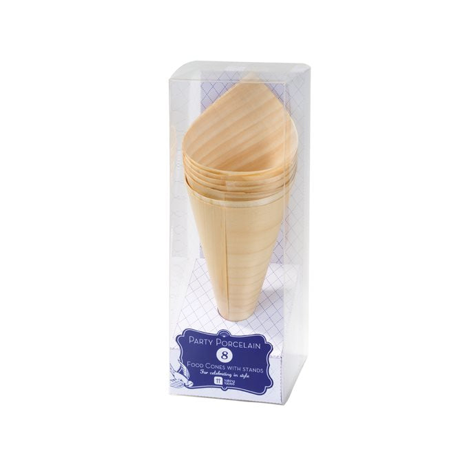 Wooden Food Cones with Stands: Pack of 8