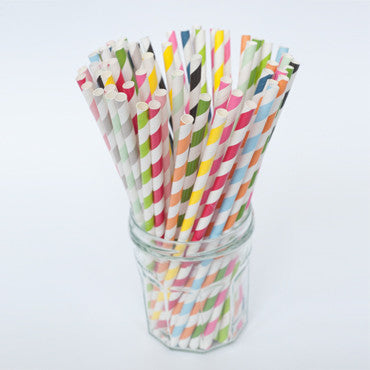 Straws: Diagonal Stripes - Packs of 25