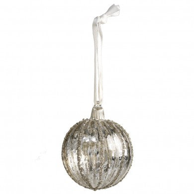 Hanging Decoration: Edwardian Ridged Glass Bauble: 2 sizes