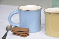 Enamel Style Ceramic Latte Mug: Blue