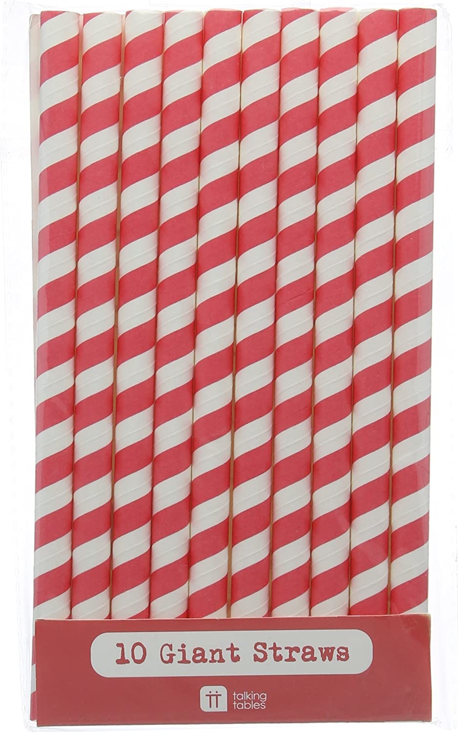 Straws: Jumbo Paper Striped - Smoothie, Bubble Tea or Milkshake - Blue, Pink or Red - Pack of 10