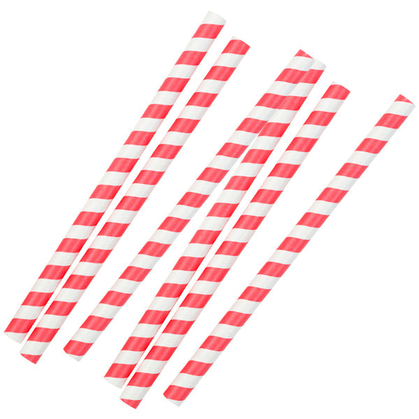 Straws: Jumbo Paper Striped - Smoothie, Bubble Tea or Milkshake - Blue, Pink or Red - Pack of 10