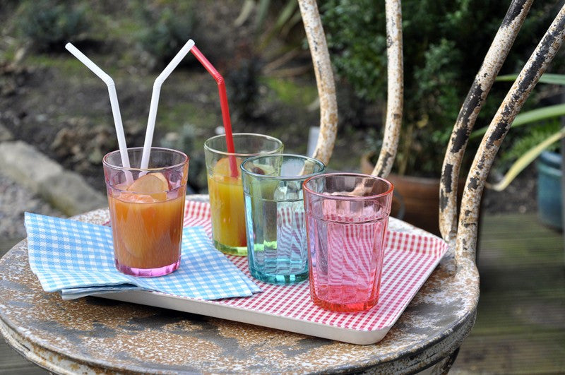 Glasses: Set of 4 Coloured Glass Tumblers