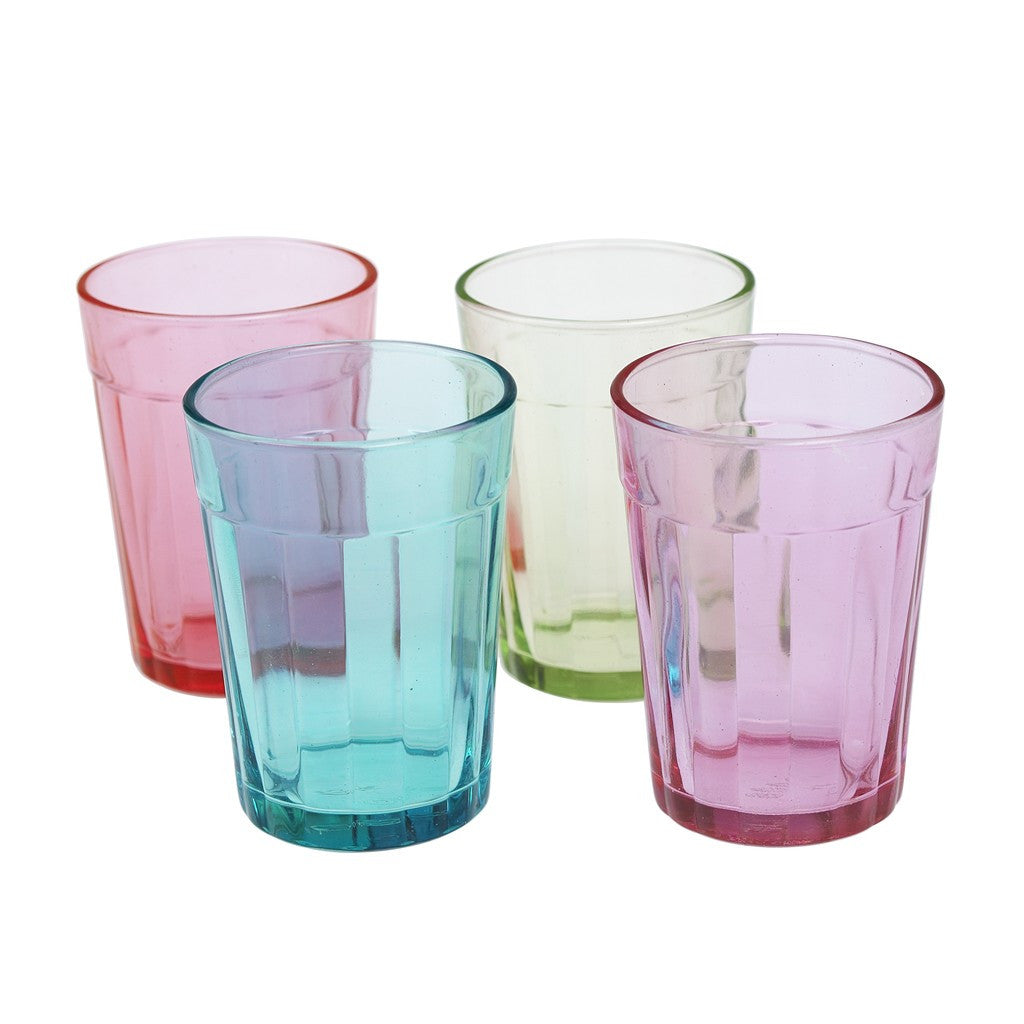 Glasses: Set of 4 Coloured Glass Tumblers