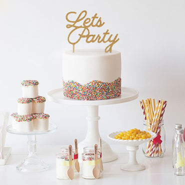 Cake Topper: Gold Let's Party