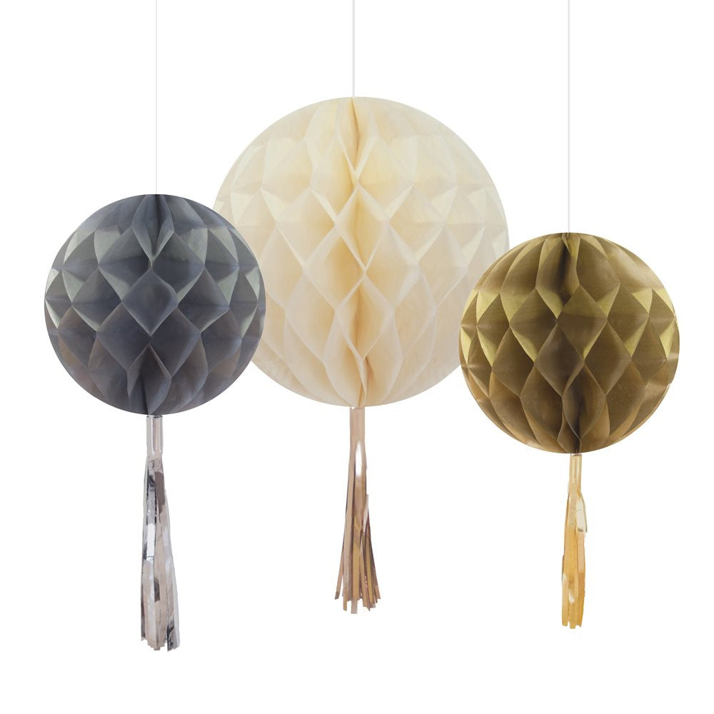 Honeycomb Decoration: Metallic Tassel - Pack of 3