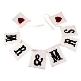 Bunting: Mrs & Mrs Red Hearts Square - Rustic Wedding Style