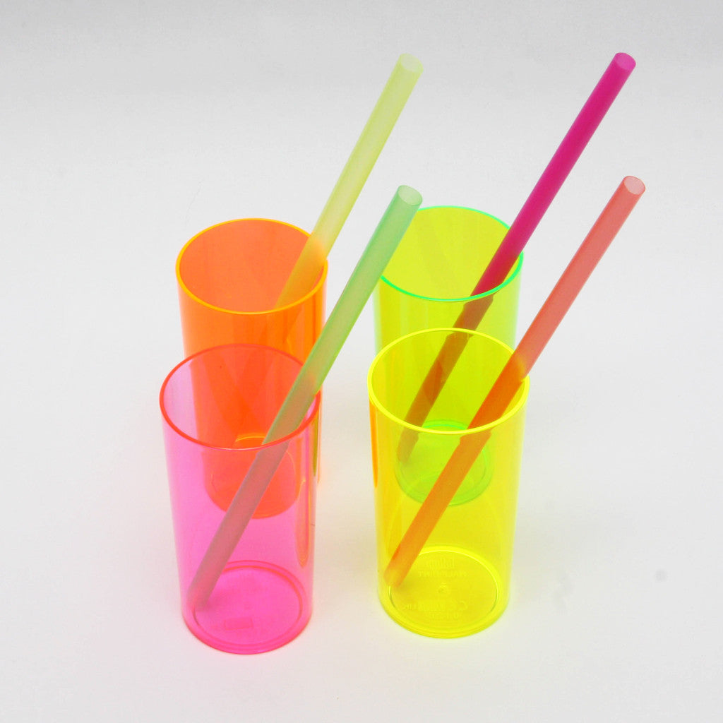 Glasses: Set of 6 Neon Plastic Tumblers