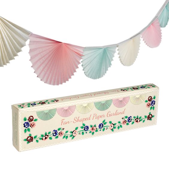 Garland: Fan Shaped Paper in Pink, Mint and Cream