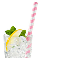 Straws: Jumbo Paper Striped - Smoothie, Bubble Tea or Milkshake - Blue, Pink or Red - Pack of 10