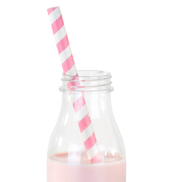 Straws: Jumbo Paper Striped - Smoothie, Bubble Tea or Milkshake - Blue, Pink or Red - Pack of 10