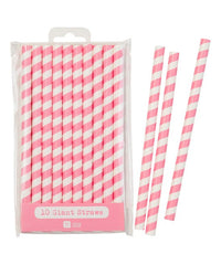 Straws: Jumbo Paper Striped - Smoothie, Bubble Tea or Milkshake - Blue, Pink or Red - Pack of 10