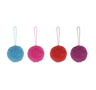 Hanging Decoration: Wool Pompoms - Blue, Pink, Purple, Red