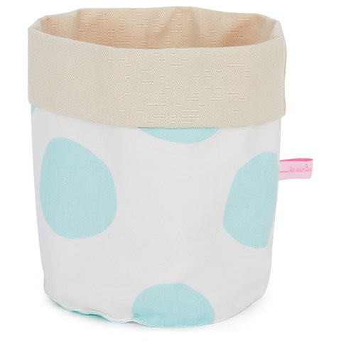 Small Fabric Storage Basket: Celeste Blue Spots - La Cerise Sur Le Gateau