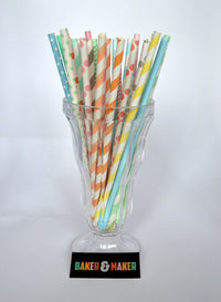 Straws: Diagonal Stripes - Packs of 25