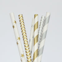 Straws: Diagonal Stripes - Packs of 25