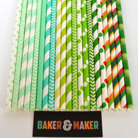 Straws: Diagonal Stripes - Packs of 25