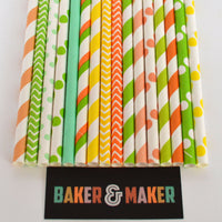 Straws: Diagonal Stripes - Packs of 25