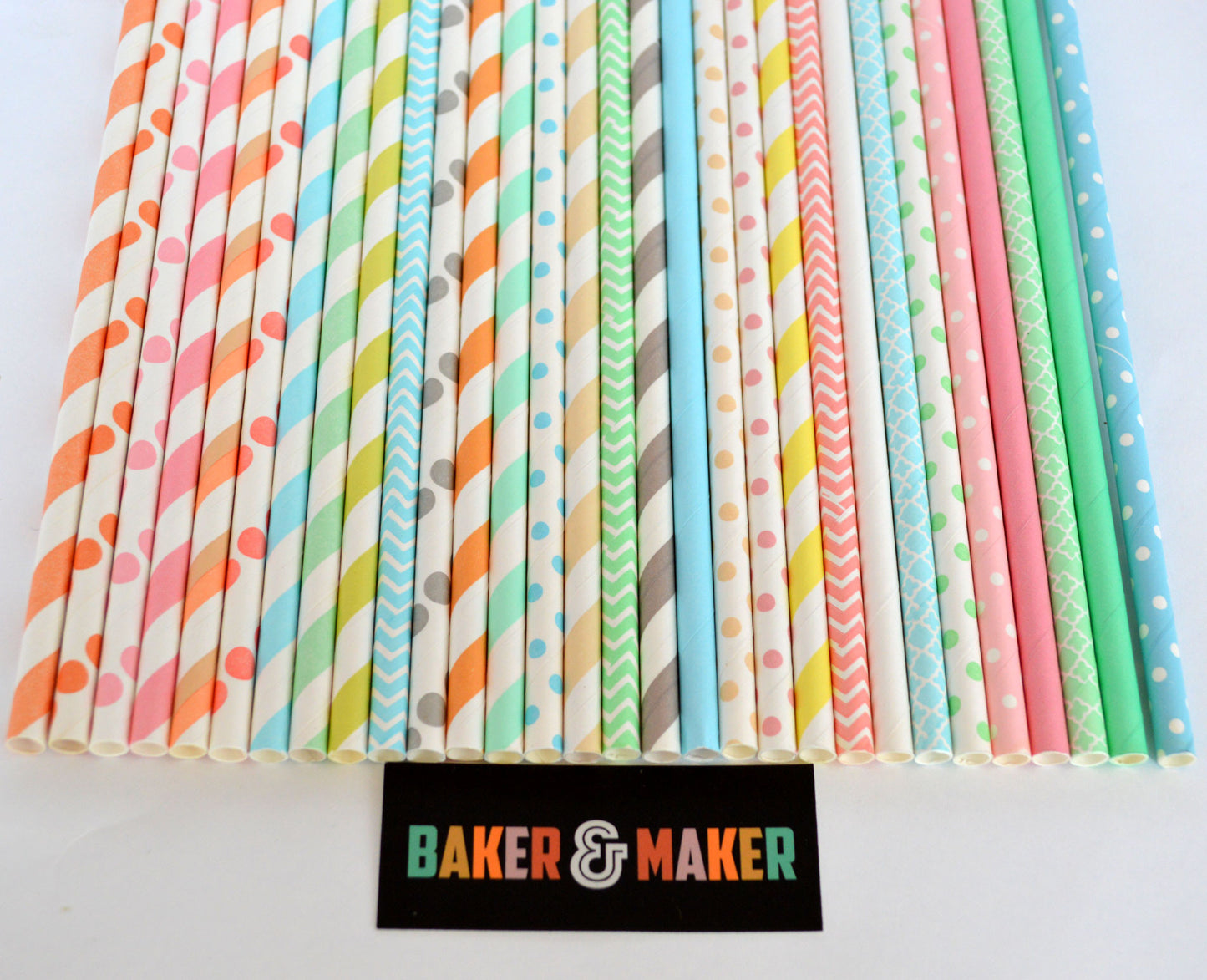 Straws: Diagonal Stripes - Packs of 25