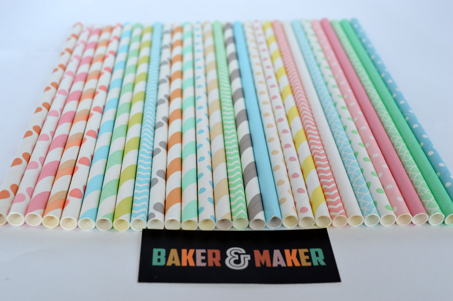 Straws: Diagonal Stripes - Packs of 25