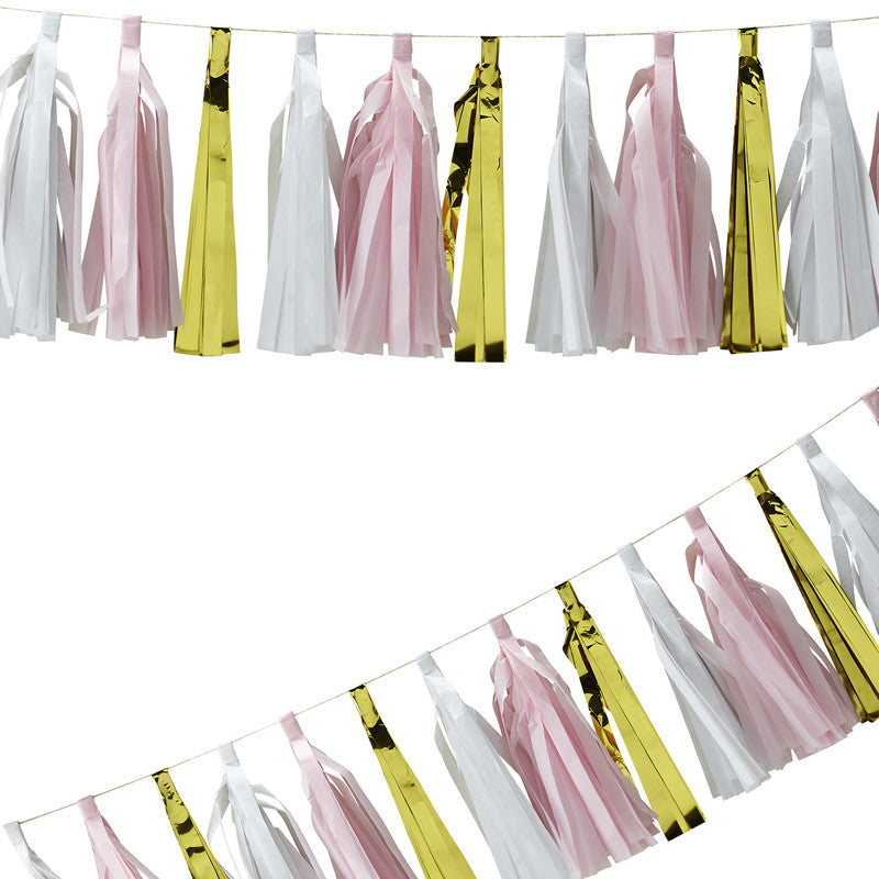 Tassel Garland: Pink, White & Gold