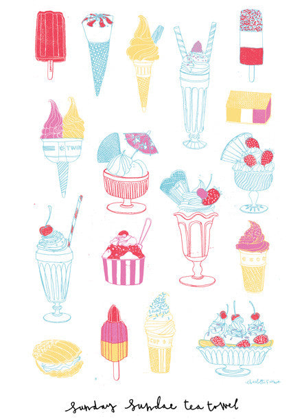 Tea Towel: Sunday Sundae - Ice Creams