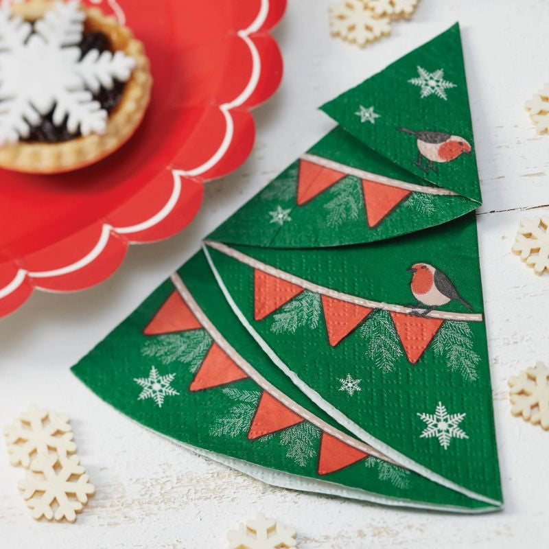 Napkins: Festive Christmas Tree Shaped - Pack of 12